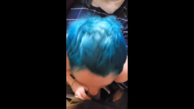 Blue haired pawg blowjob and doggy